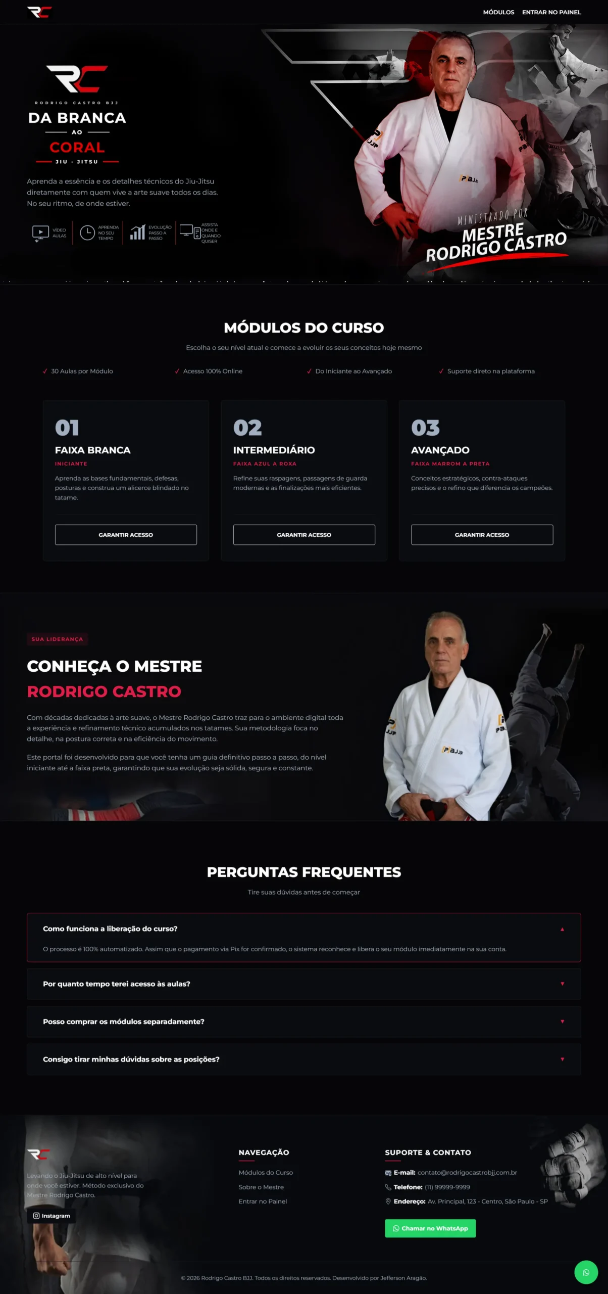 Plataforma de Cursos EAD e Membros Sob Medida em PHP PDO – Mestre Rodrigo Castro (Jiu-Jitsu)